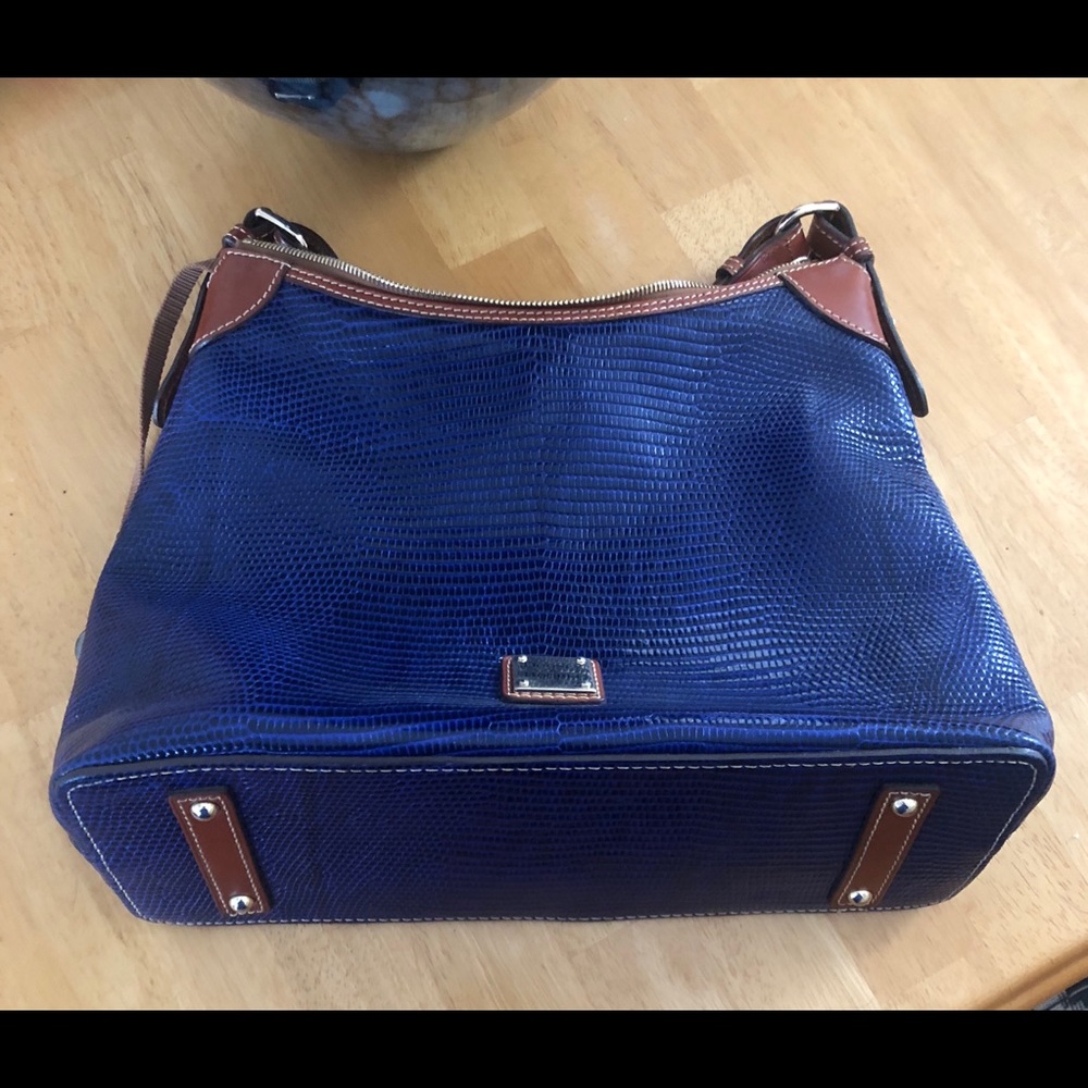 Dooney & Bourke Embossed Lizard Blue Hobo Bag